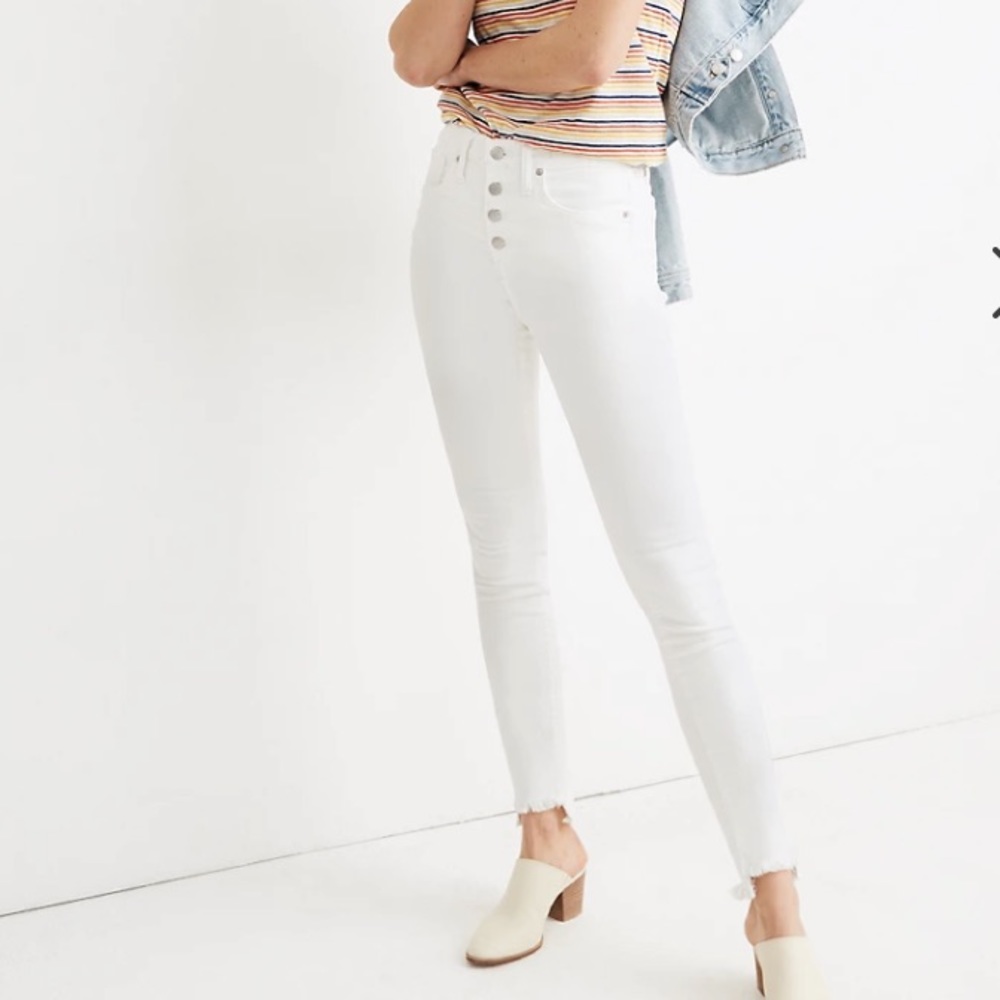 Madewell 10" High-Rise Skinny Jeans in Pure White: Step-Hem Edition Size…